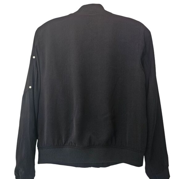 Michael Kors -916 Women's Bomber‎ Jacket Black White Zipper Athleisure XS - Picture 4 of 9